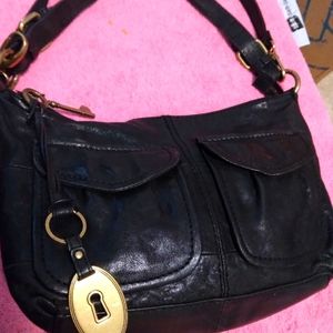 Beautiful black two strap genuine leather,nice gold hardware and skeleton key.